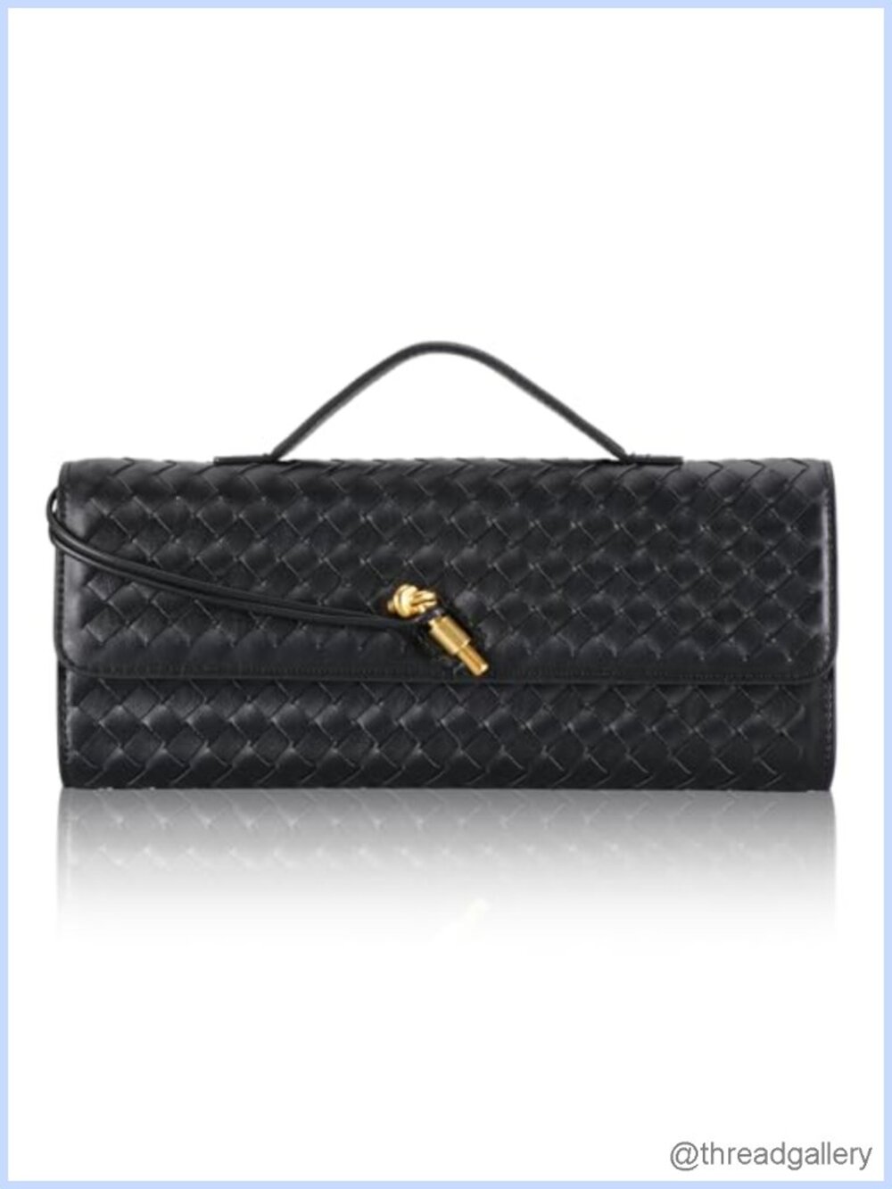 PU Leather Woven Evening Clutch with Metal Turn Lock for Party Wedding